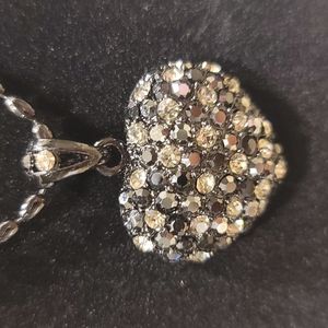 Cookie Lee Genuine Crystal Black Heart  Pendant Necklace